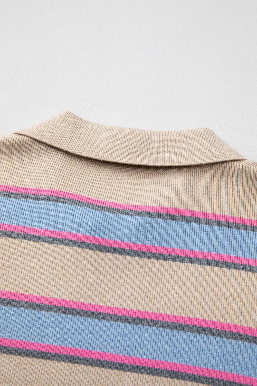 🔥 Stripe Collared V Neck Drop Shoulder Loose Sweater: For When You Want to Look Chill, but Still Like You Could Take on a Fashion Challenge 🔥