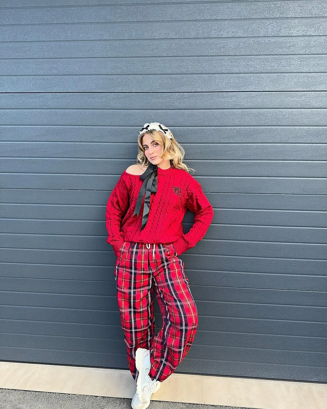 【23s December.】Christmas Red Plaid Casual Drawstring Sweatpants