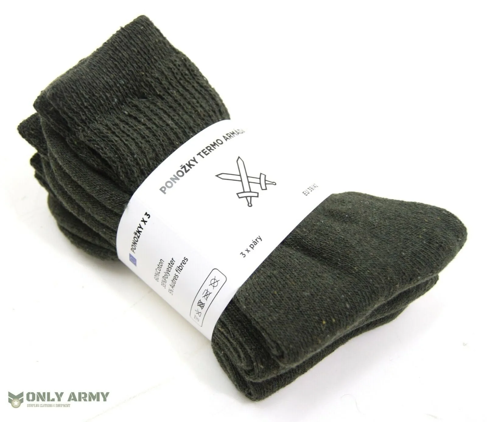 3 x Pairs Czech Army Green Socks Military Lightweight Soft Warm Boot Military