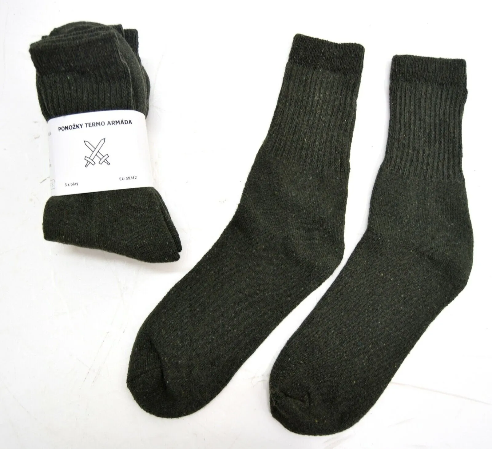 3 x Pairs Czech Army Green Socks Military Lightweight Soft Warm Boot Military