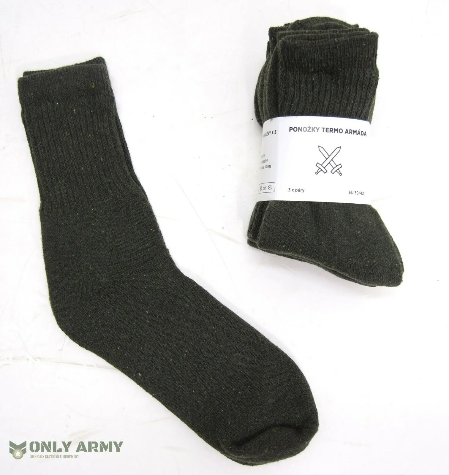 3 x Pairs Czech Army Green Socks Military Lightweight Soft Warm Boot Military