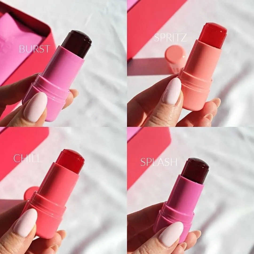 4pcs Hudamoji Sweet Jelly Lip & Cheeks Stain Moisturizing Crystal Long-lasting Jelly Lip Tint