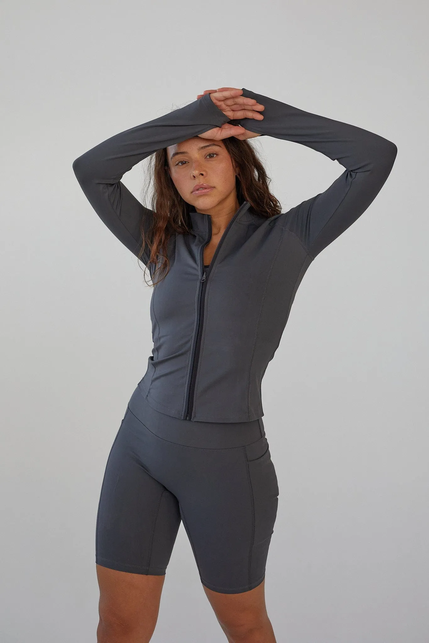 Active Zip Blouse - Slate Grey