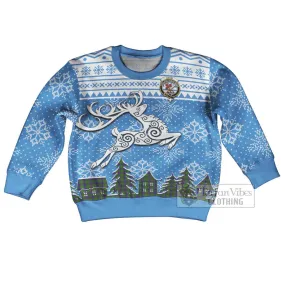 Adam Clan Christmas Kid Ugly Sweater with Tartan and Celtic Reindeer Style