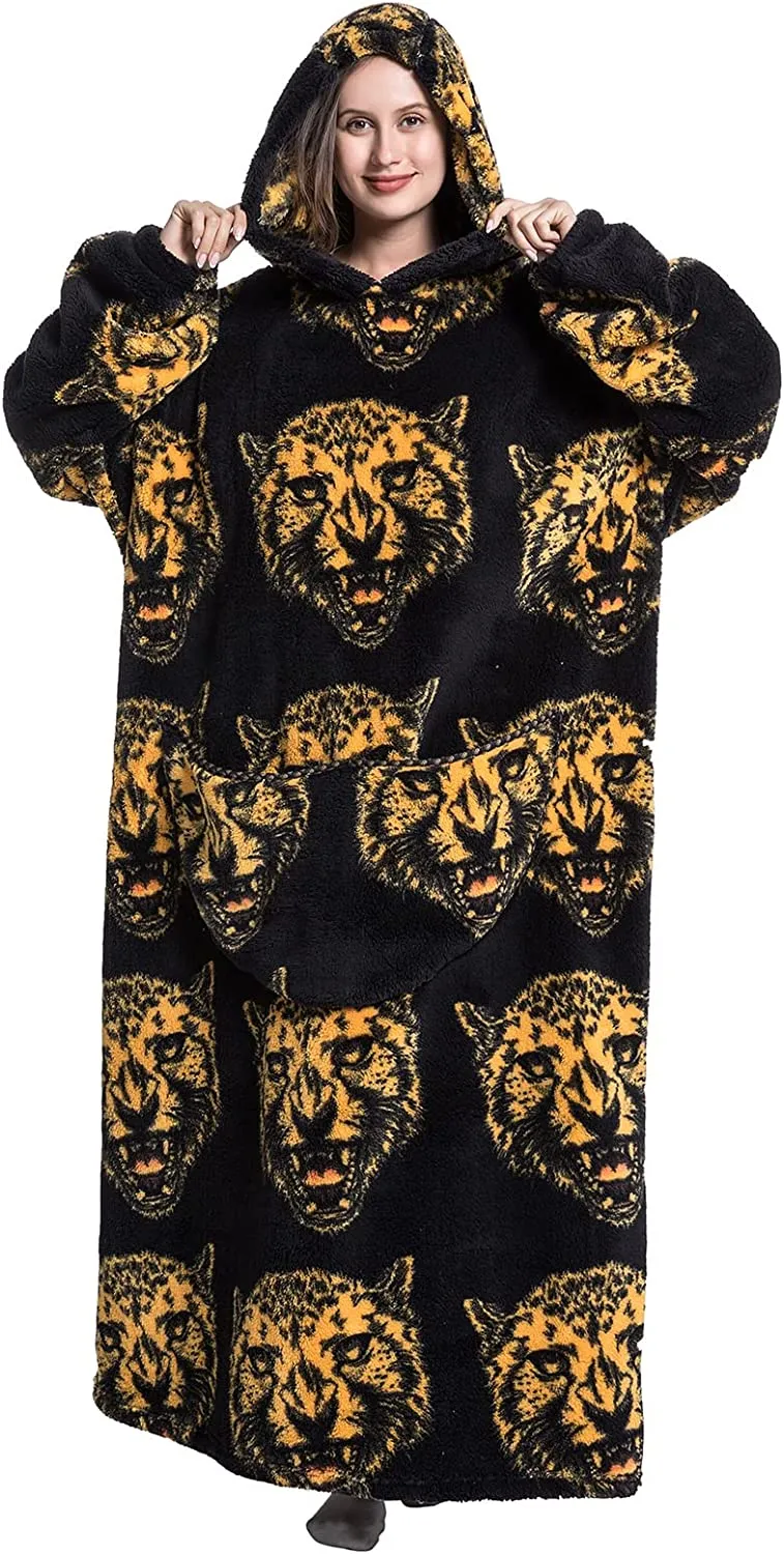 Adult Oversized Wearable Blanket Hoodie-Tiger