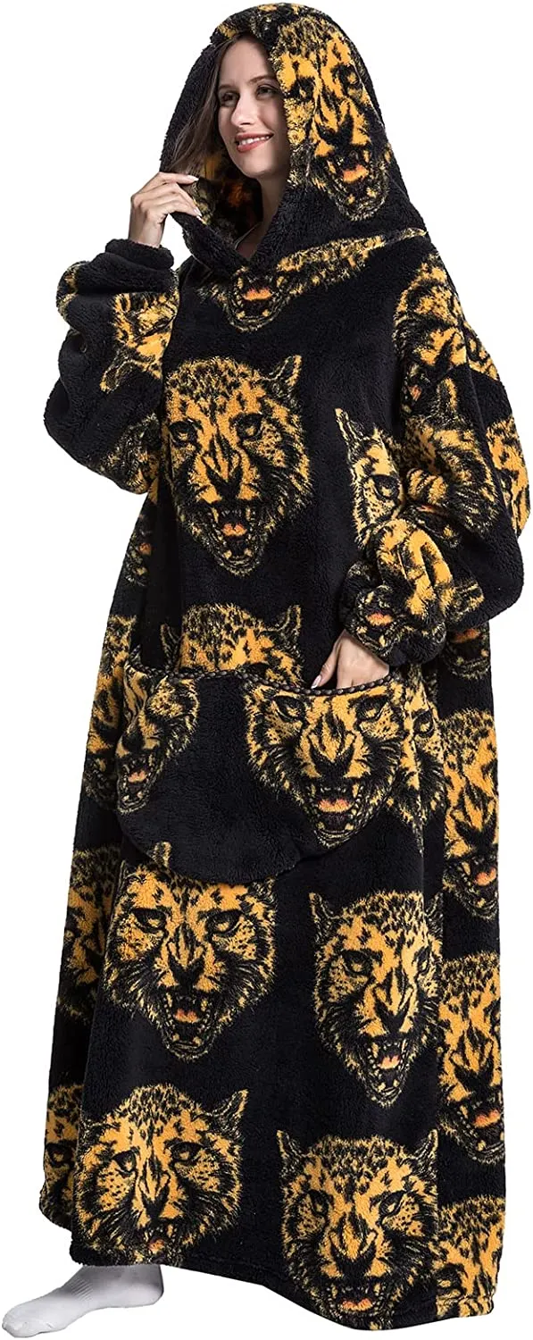 Adult Oversized Wearable Blanket Hoodie-Tiger