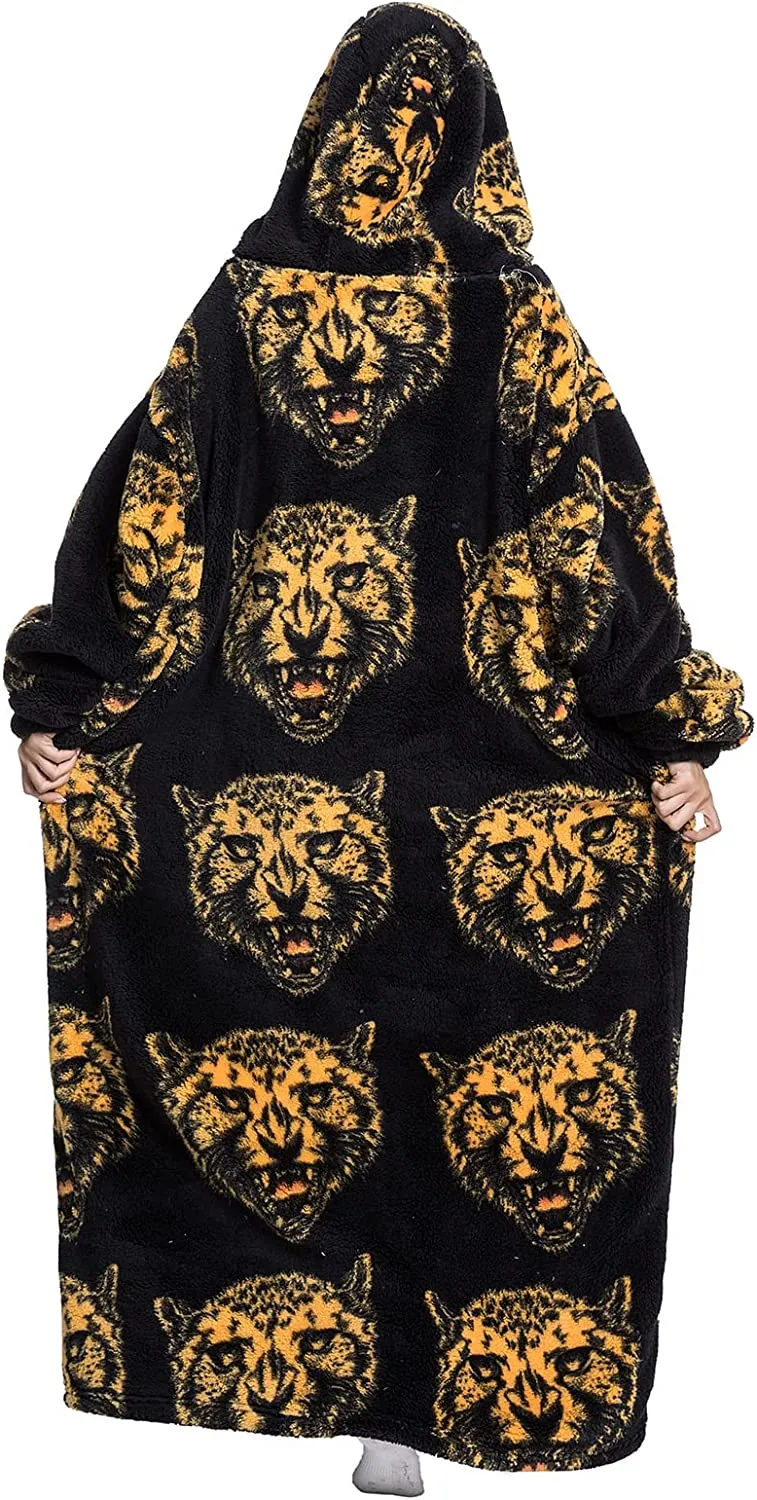 Adult Oversized Wearable Blanket Hoodie-Tiger