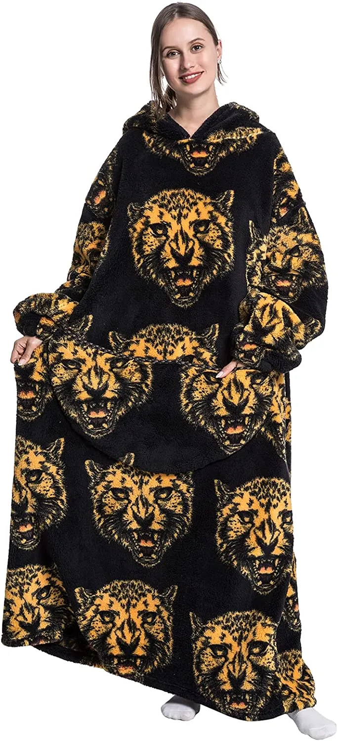 Adult Oversized Wearable Blanket Hoodie-Tiger