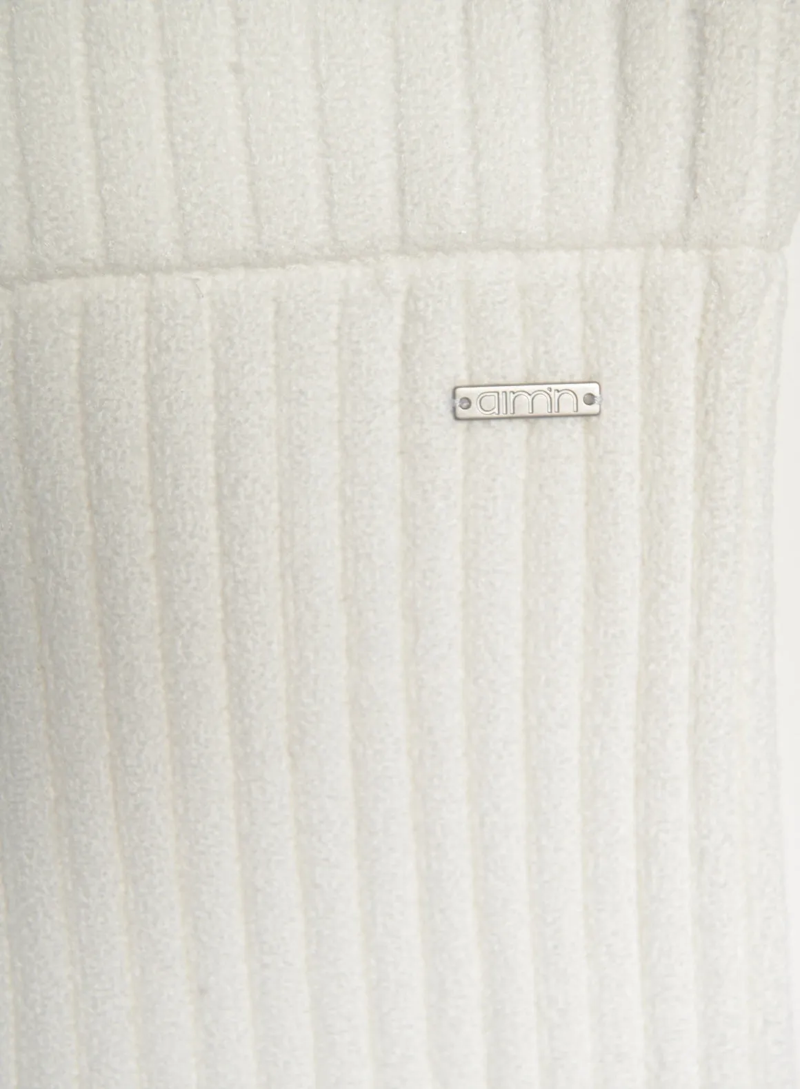 Almond White Rib Knit Sweater