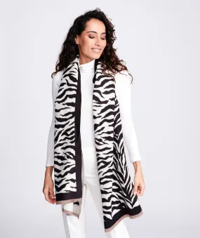 Animal Print Scarf - Black/White