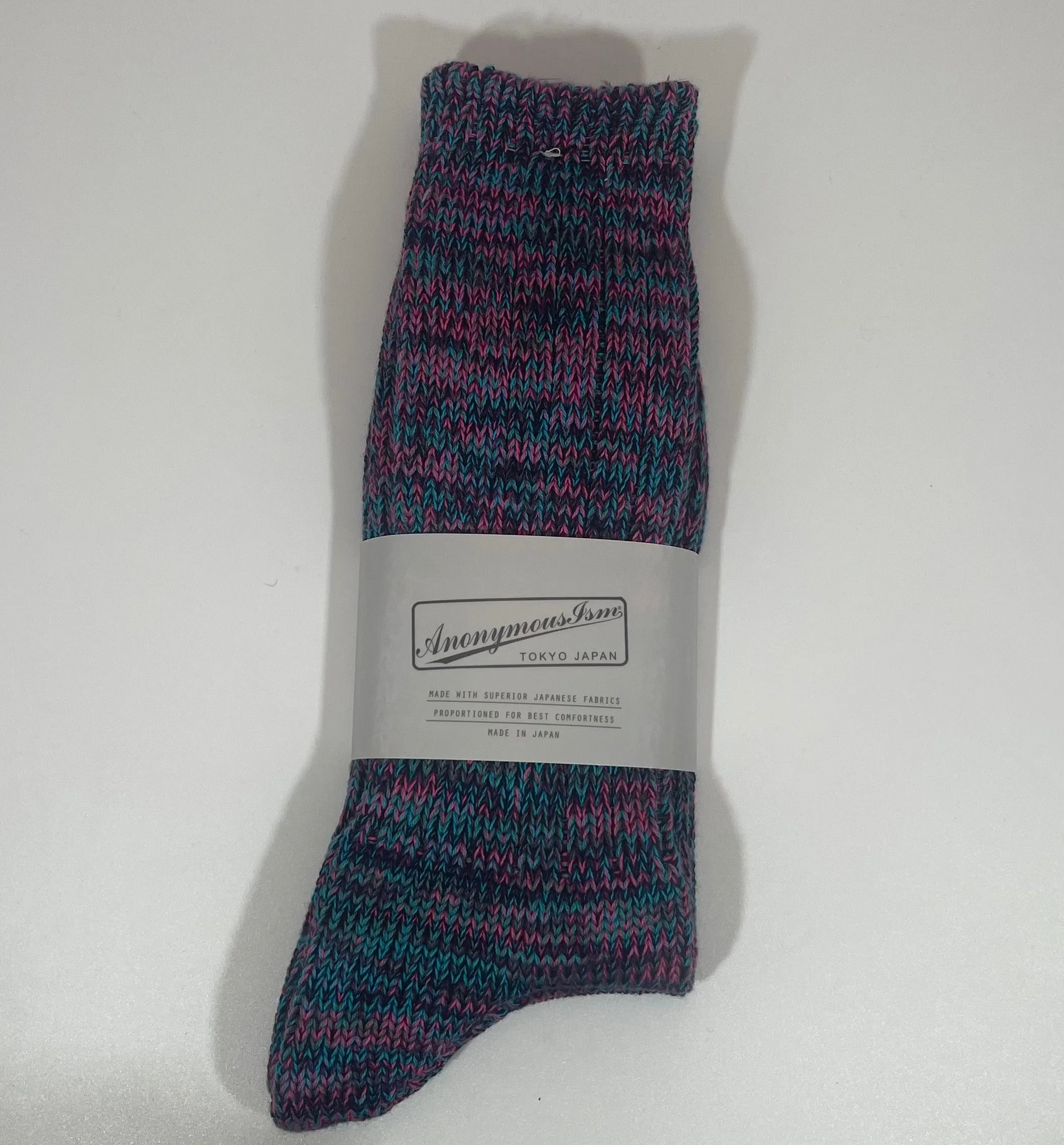 Anonymous Ism 5 Colour Mix Crew Sock - D.Violet