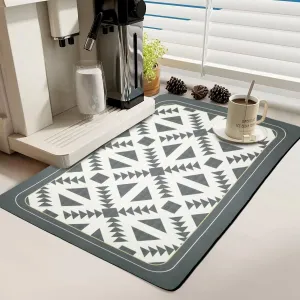 Anti Slip Dish Drying Mat-Grey Geometric(5950)