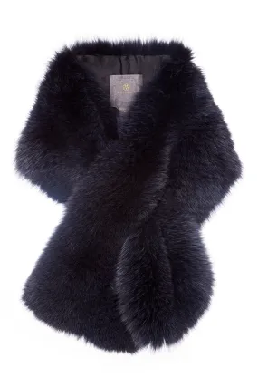 Arabella Blue Fox Fur Scarf Anthracite