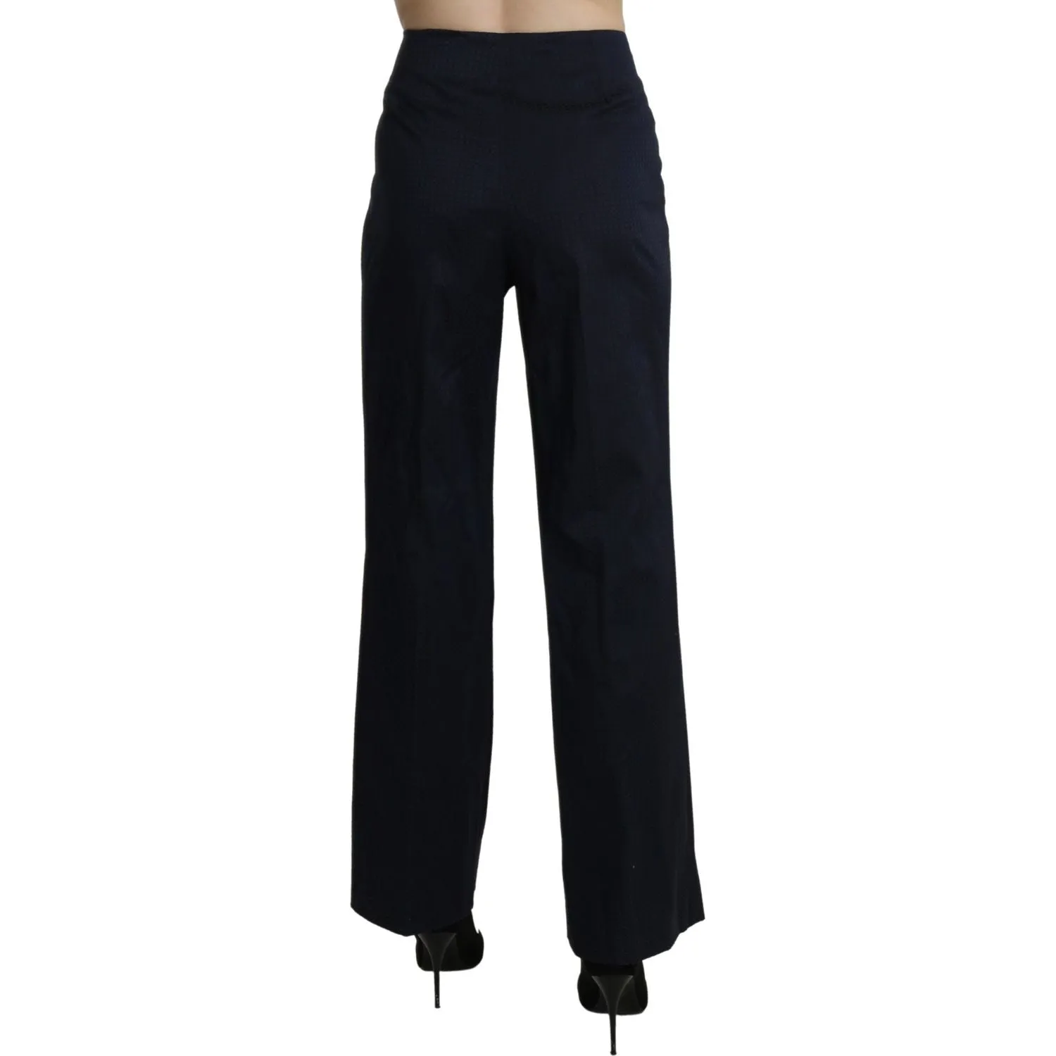 BENCIVENGA Navy Blue High Waist Straight Cotton Pants