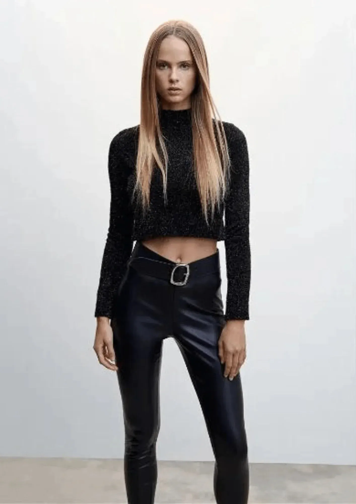 BLACK LUREX CROP SWEATER