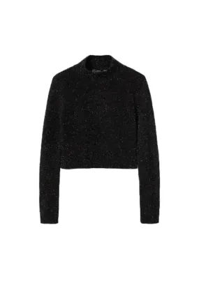 BLACK LUREX CROP SWEATER