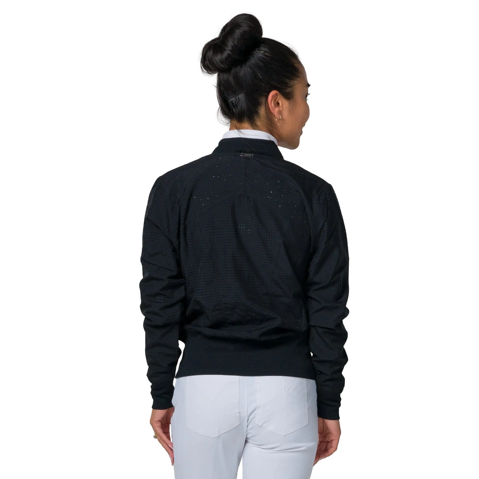 Black Mesh Bomber with Rib Trim