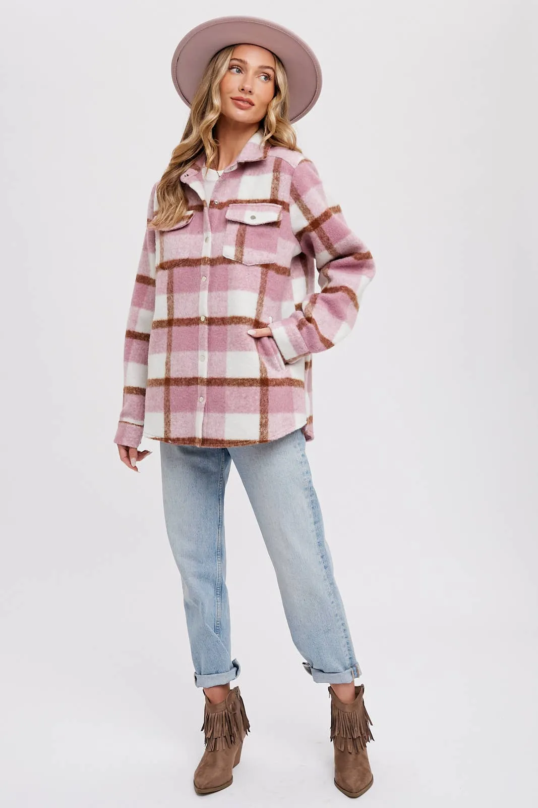 BLUIVY PLAID BRUSHED FLANNEL SHACKET