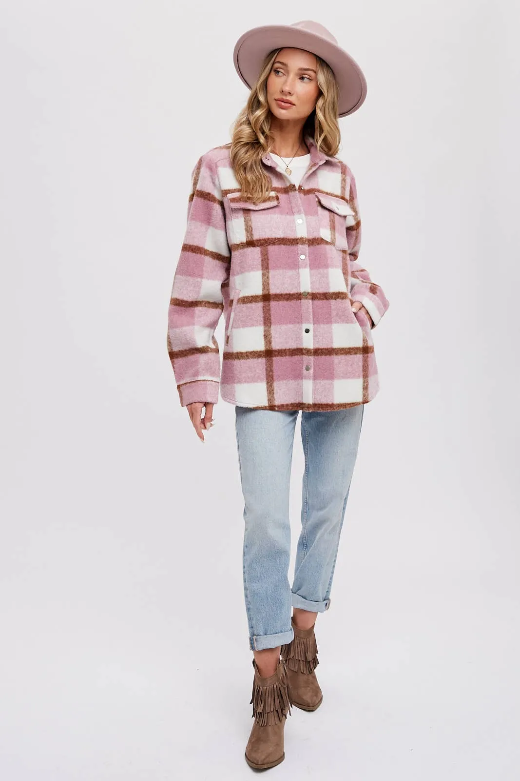 BLUIVY PLAID BRUSHED FLANNEL SHACKET