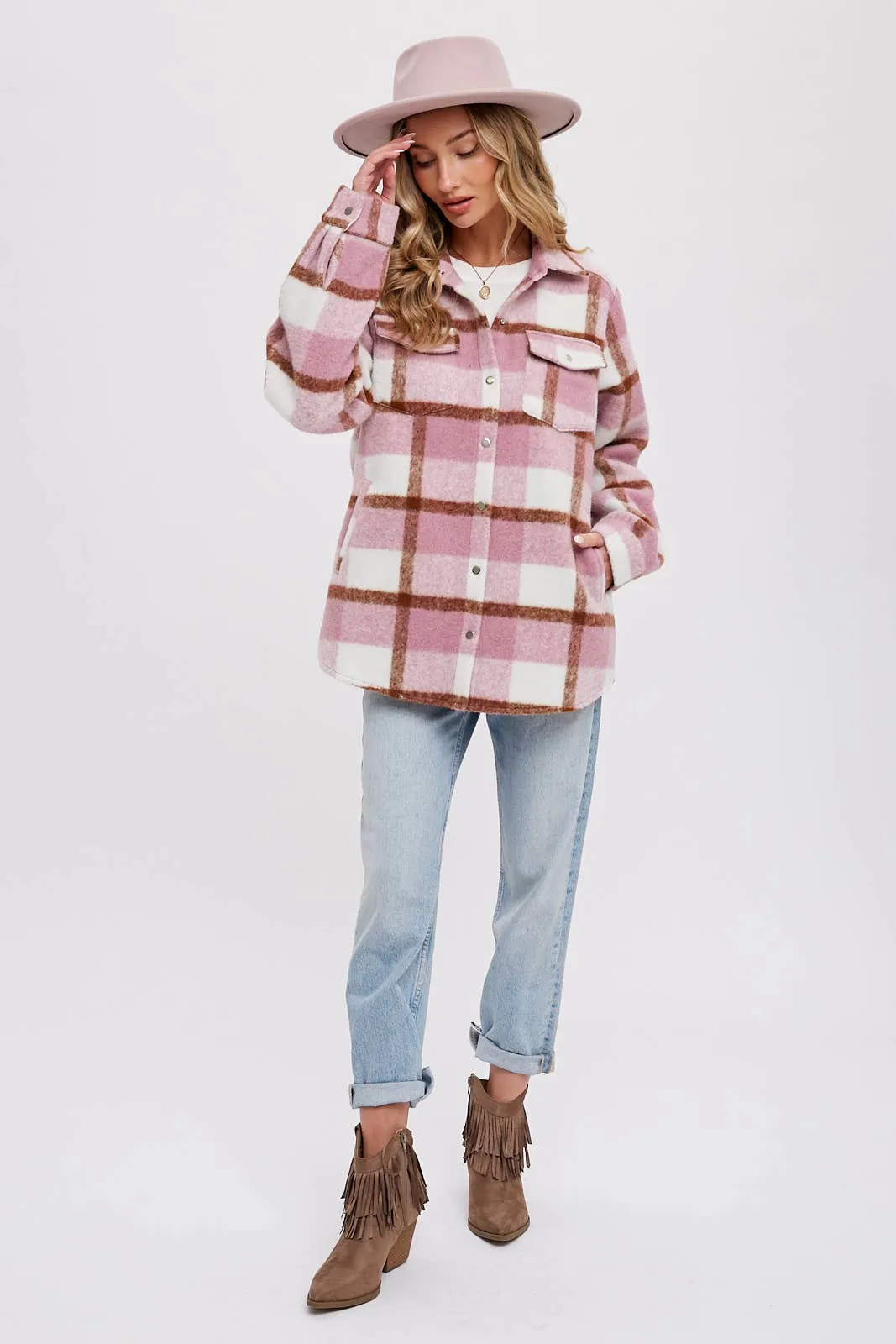 BLUIVY PLAID BRUSHED FLANNEL SHACKET