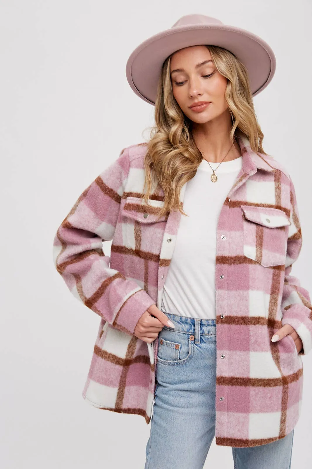 BLUIVY PLAID BRUSHED FLANNEL SHACKET