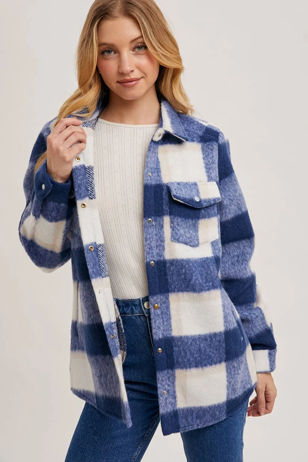 BLUIVY PLAID BRUSHED FLANNEL SHACKET