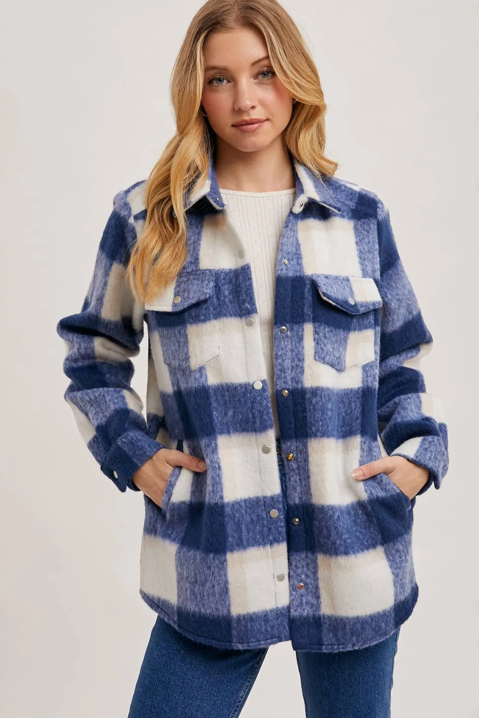 BLUIVY PLAID BRUSHED FLANNEL SHACKET