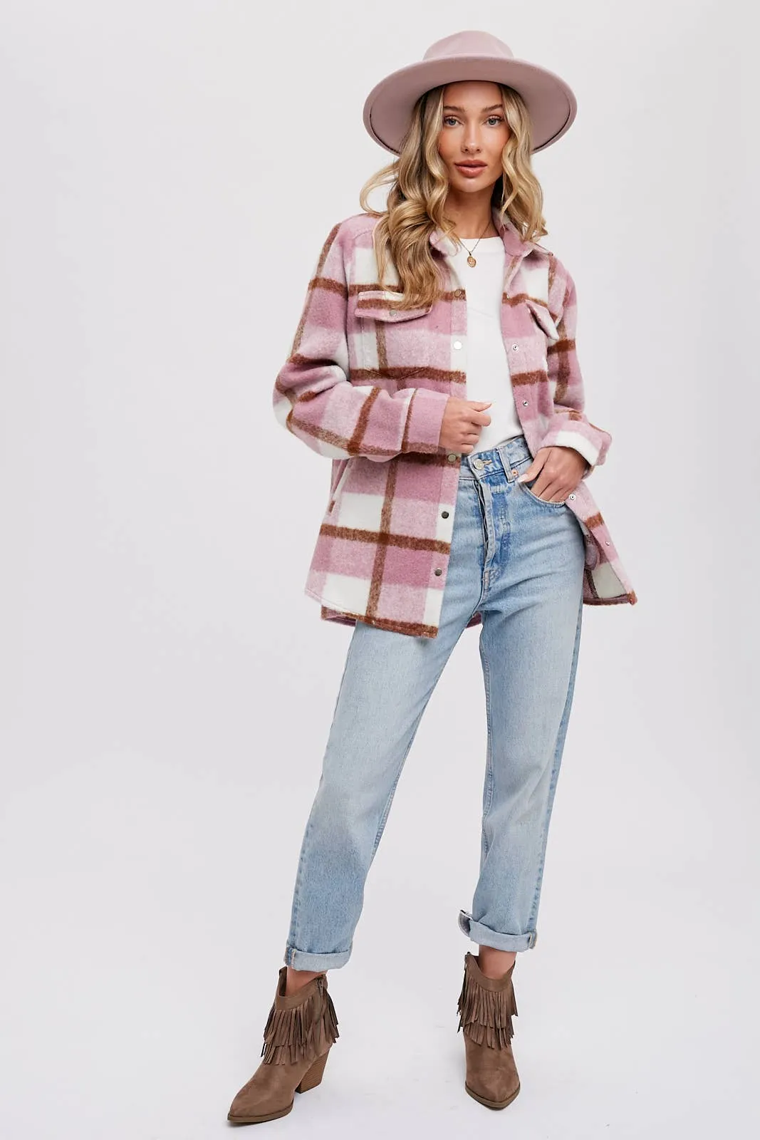 BLUIVY PLAID BRUSHED FLANNEL SHACKET