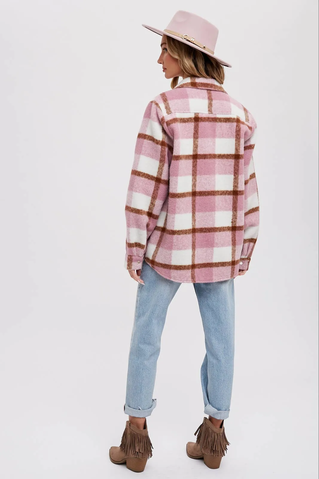 BLUIVY PLAID BRUSHED FLANNEL SHACKET