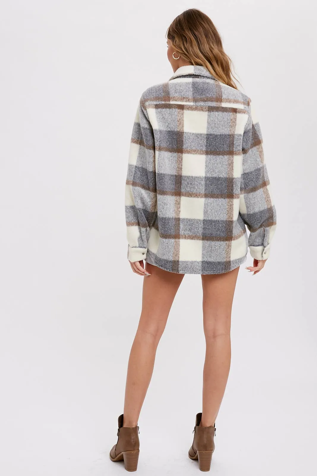 BLUIVY PLAID BRUSHED FLANNEL SHACKET