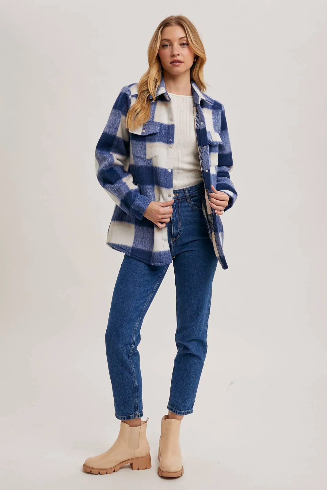 BLUIVY PLAID BRUSHED FLANNEL SHACKET