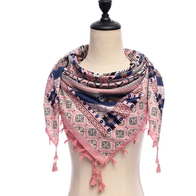 Bohemian Winter Cotton Scarf Printed Bandana Shawl #1368