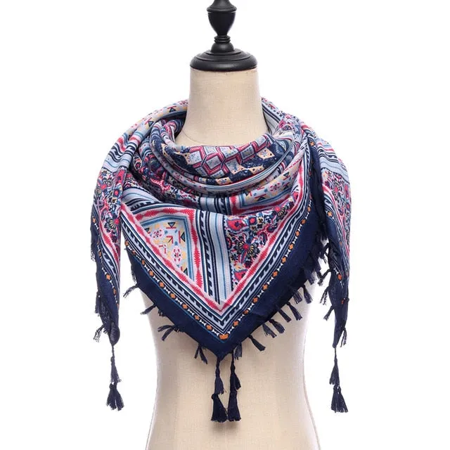 Bohemian Winter Cotton Scarf Printed Bandana Shawl #1368