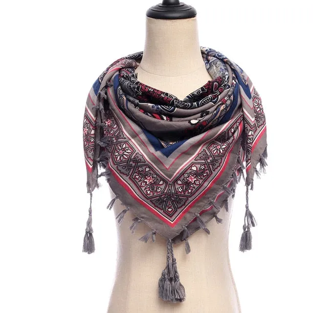 Bohemian Winter Cotton Scarf Printed Bandana Shawl #1368