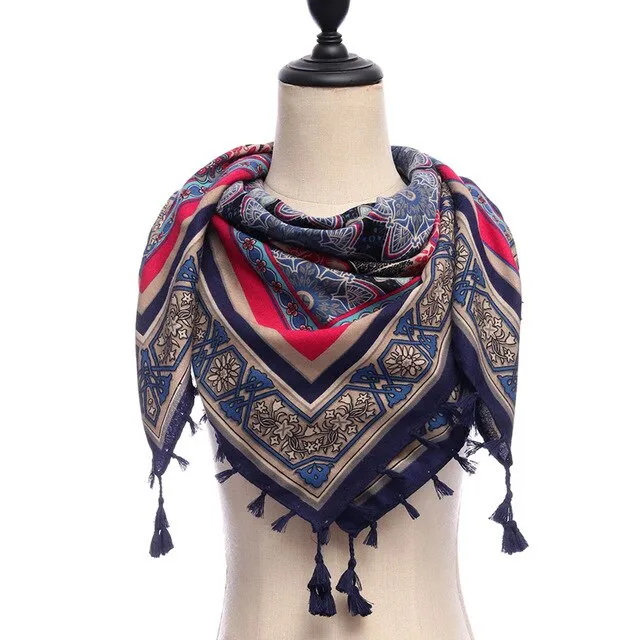 Bohemian Winter Cotton Scarf Printed Bandana Shawl #1368