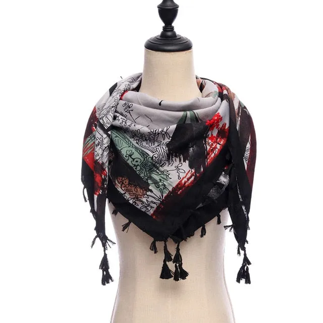 Bohemian Winter Cotton Scarf Printed Bandana Shawl #1368