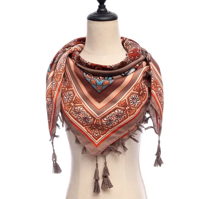 Bohemian Winter Cotton Scarf Printed Bandana Shawl #1368