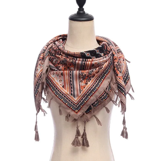 Bohemian Winter Cotton Scarf Printed Bandana Shawl #1368