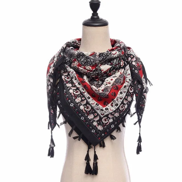 Bohemian Winter Cotton Scarf Printed Bandana Shawl #1368