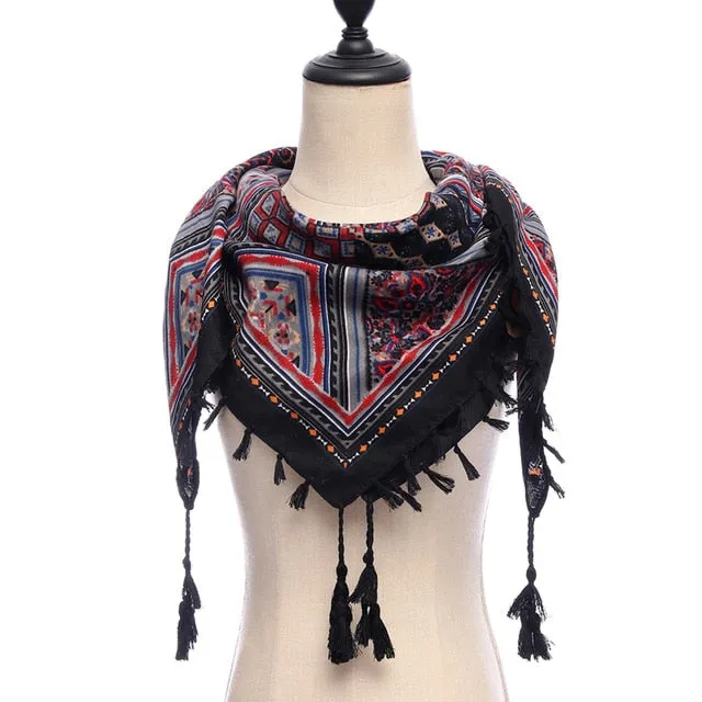 Bohemian Winter Cotton Scarf Printed Bandana Shawl #1368