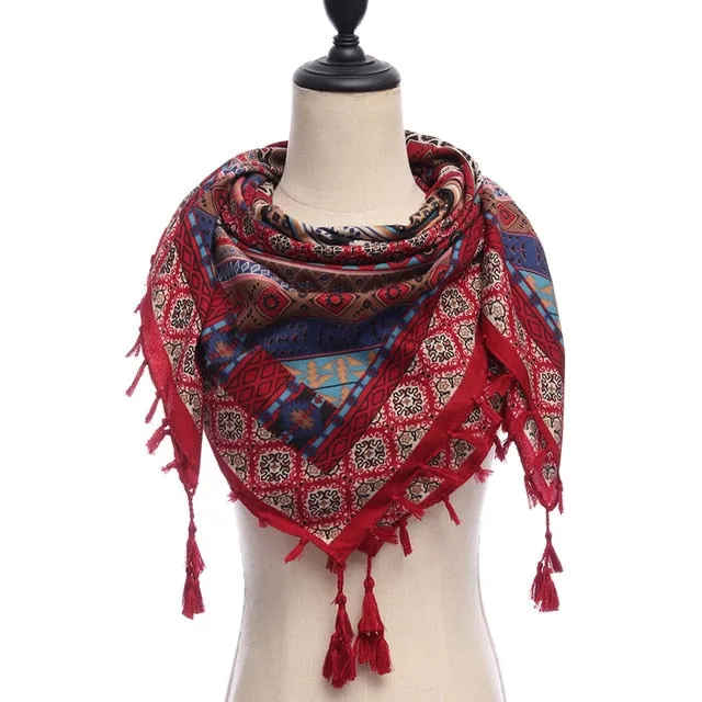 Bohemian Winter Cotton Scarf Printed Bandana Shawl #1368