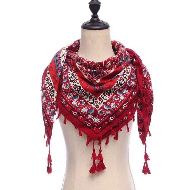 Bohemian Winter Cotton Scarf Printed Bandana Shawl #1368