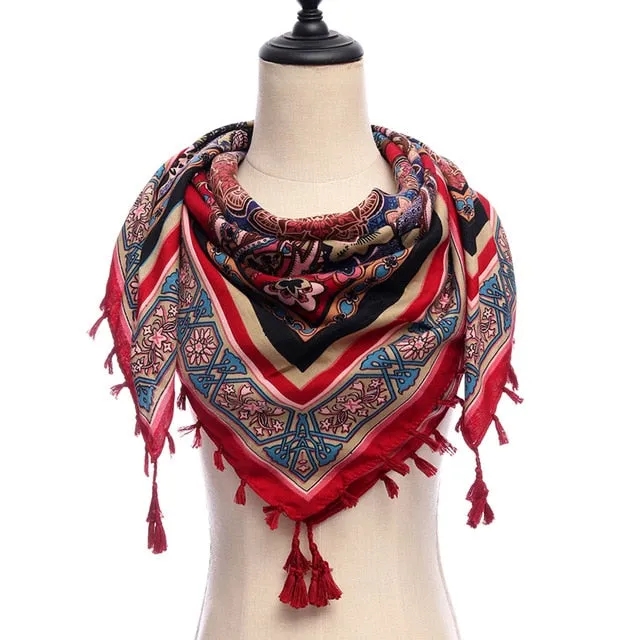 Bohemian Winter Cotton Scarf Printed Bandana Shawl #1368