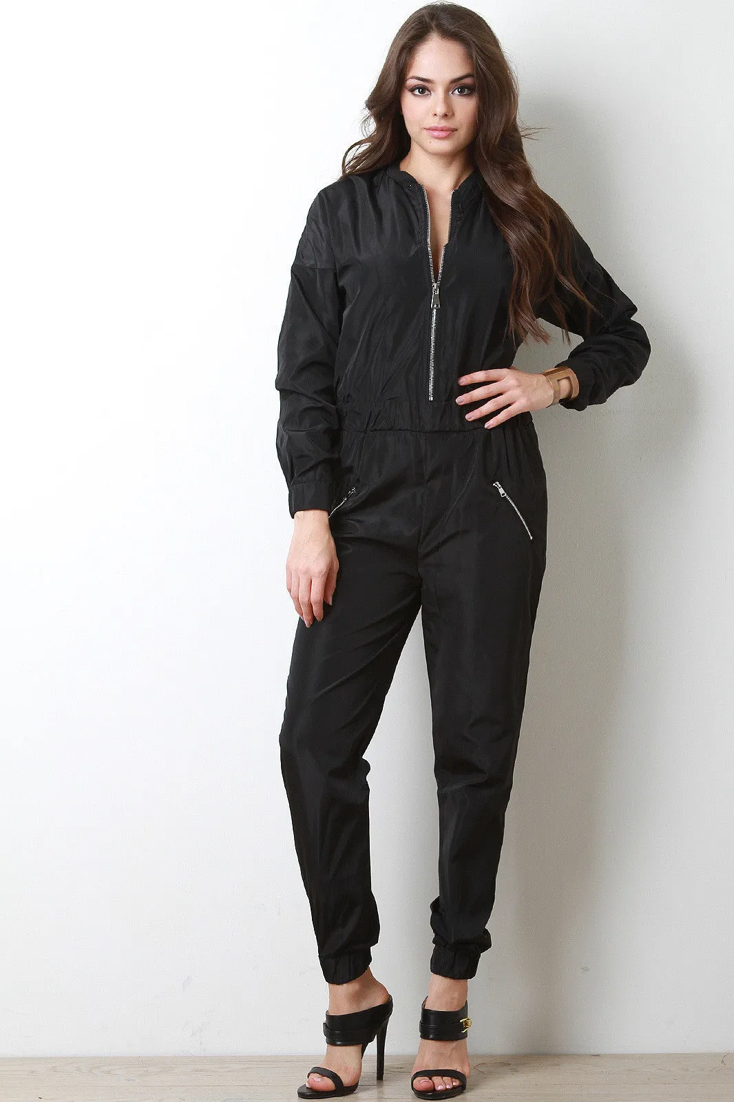 Bomber Zip Up Jumpsuit