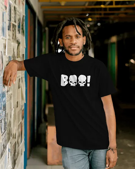 Boo! Printed Men's Black T-Shirt