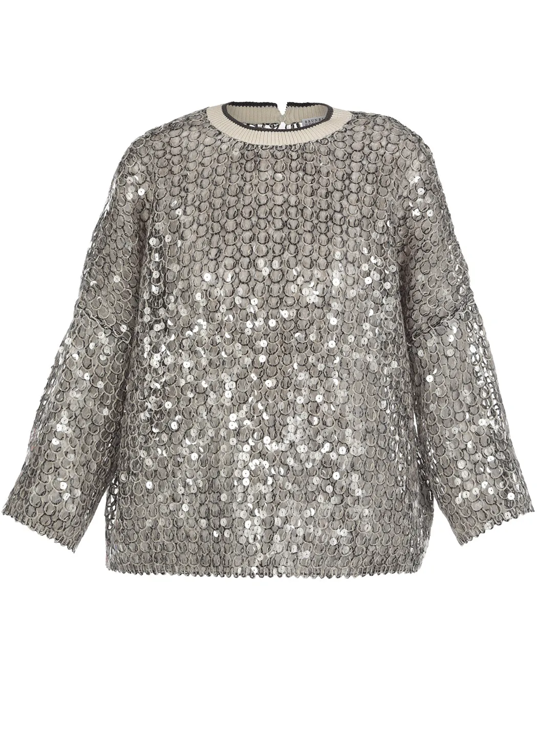 Brunello Cucinelli Crop Sleeved Sequin Embellished Sweater