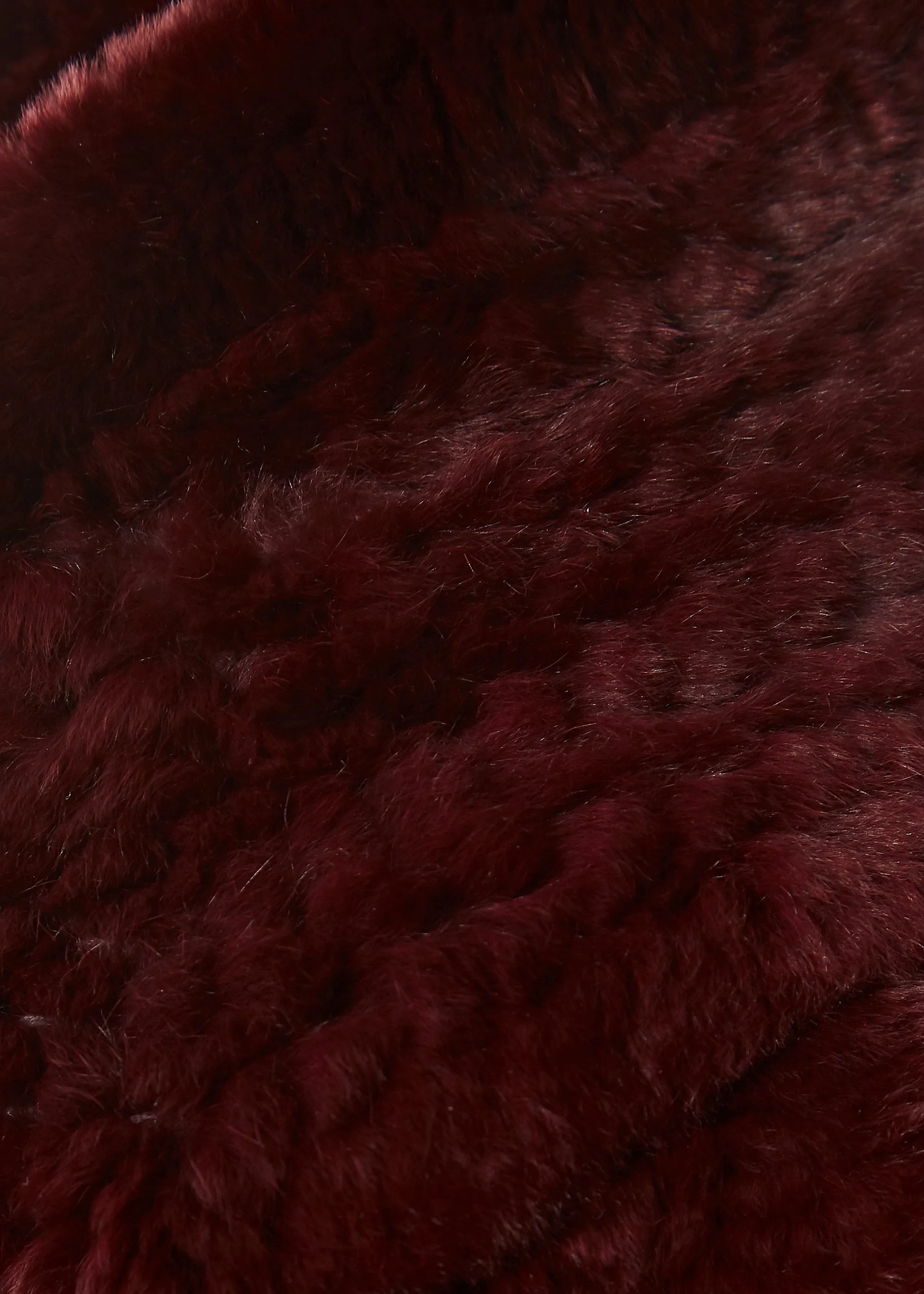 Burgundy 'Open' Real Rex Rabbit Fur Scarf