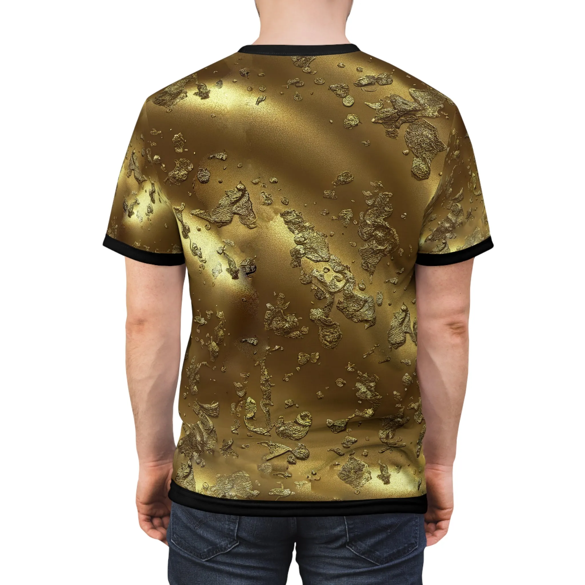 Burst of Gold T-Shirt Unisex Tee Golden T-Shirt All Over Print Tee Unisex Gold Print Tee | X3345