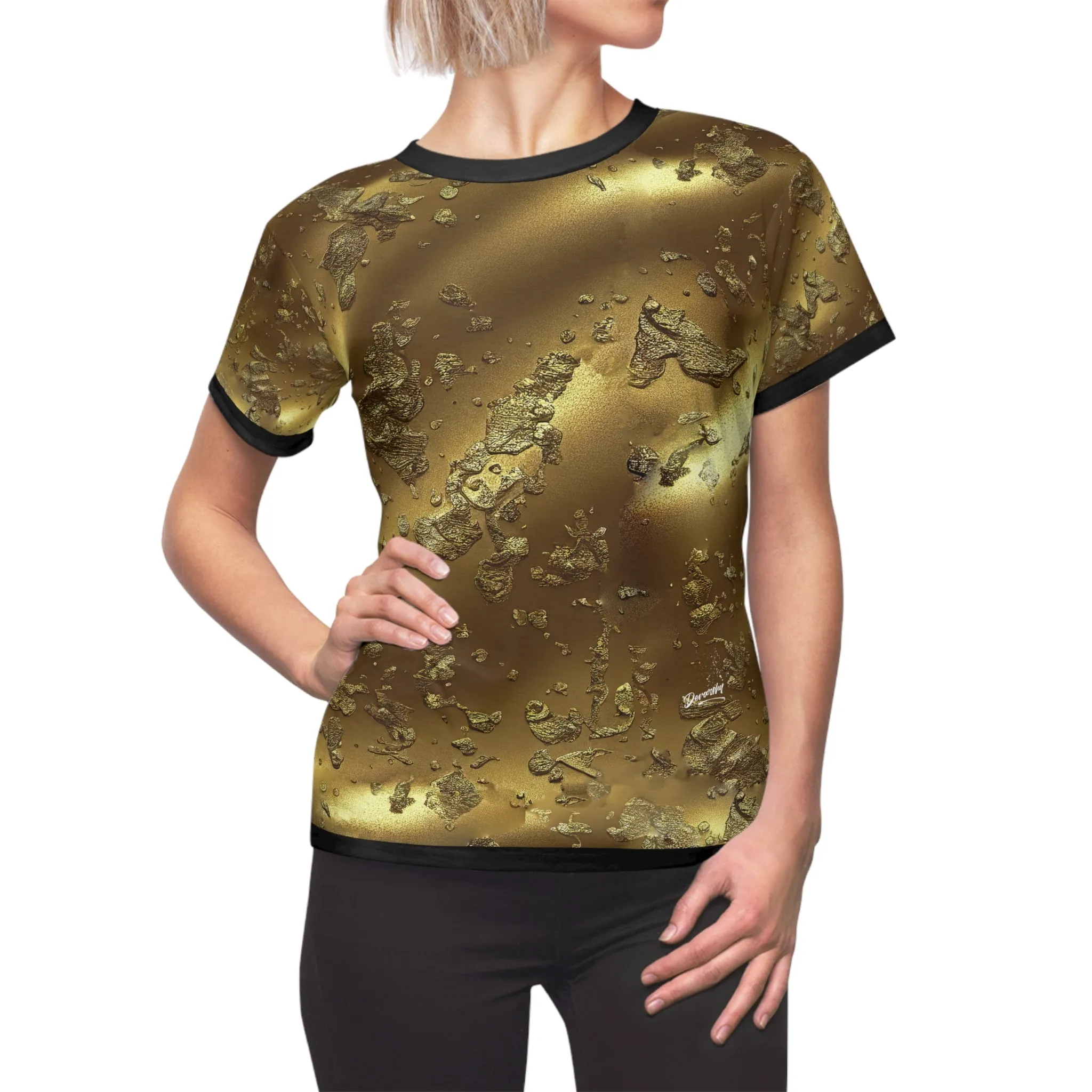 Burst of Gold T-Shirt Unisex Tee Golden T-Shirt All Over Print Tee Unisex Gold Print Tee | X3345