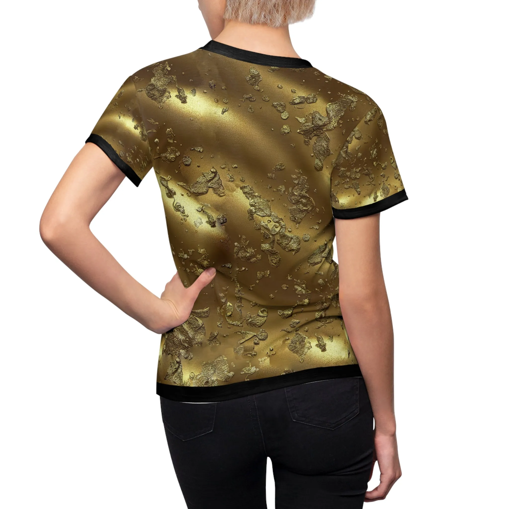 Burst of Gold T-Shirt Unisex Tee Golden T-Shirt All Over Print Tee Unisex Gold Print Tee | X3345